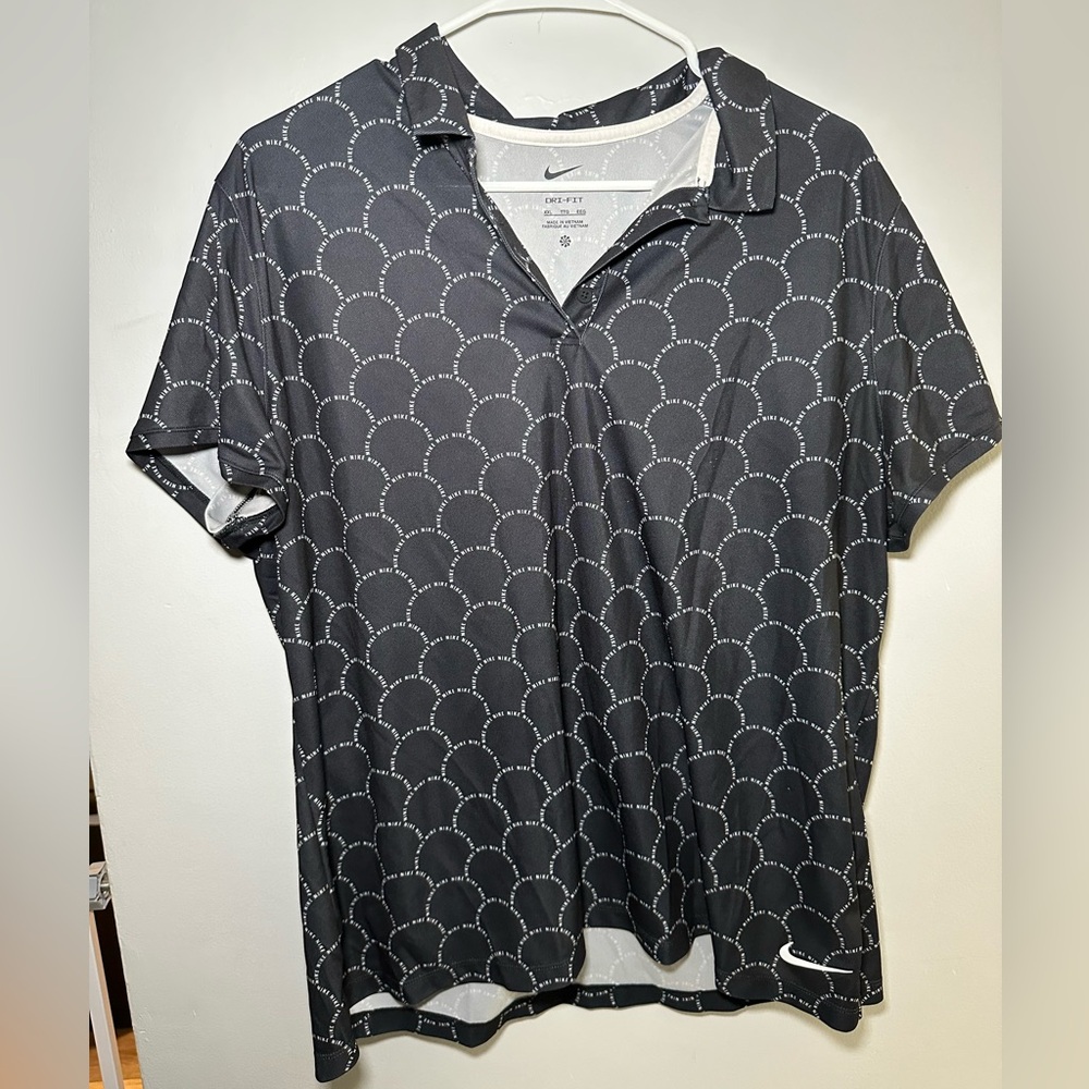 Nike DRI-FIT Black and White Patterned Polo Shirt